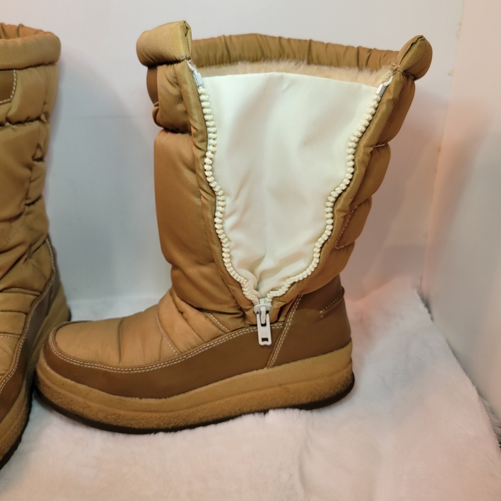Nordica Vintage Tan Puffer Snow Boots Made in Italy Zip Up Fur Lined Size 44 - Picture 2 of 13
